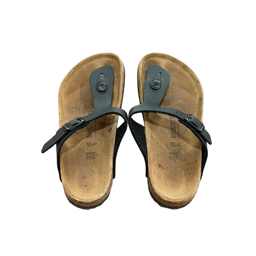 Birkenstock Gizeh Black Birko-Flor Thong Sandals Kids Size 33 US‎ Size 2 Summer
